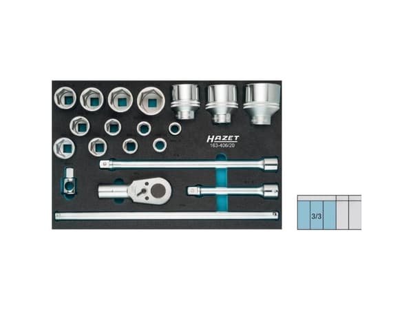 Hazet Top-nyckelsats Metrisk 3/4 (20 mm) 20 stycken 163-406/20