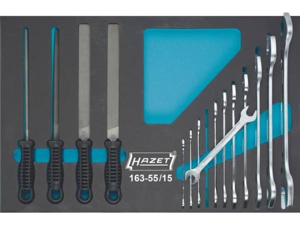 HAZET 163-55/15, Svart, Blå, Metallisk, 519 mm, 342 mm, 2,76 kg, 15 verktøy, 15 stykker