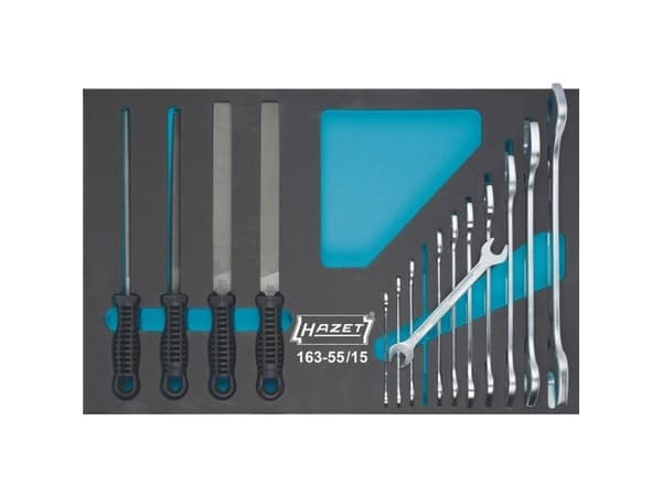 HAZET 163-55/15, Svart, Blå, Metallisk, 519 mm, 342 mm, 2,76 kg, 15 verktøy, 15 stykker