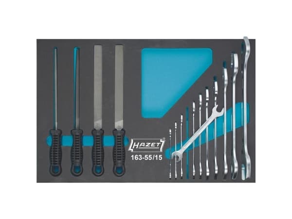 HAZET 163-55/15, Svart, Blå, Metallisk, 519 mm, 342 mm, 2,76 kg, 15 verktøy, 15 stykker