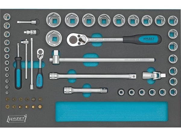 Hazet Set med hylsnycklar metriska 1/4 (6,3 mm), 1/2 (12,5 mm) 56 stycken 163-57/56