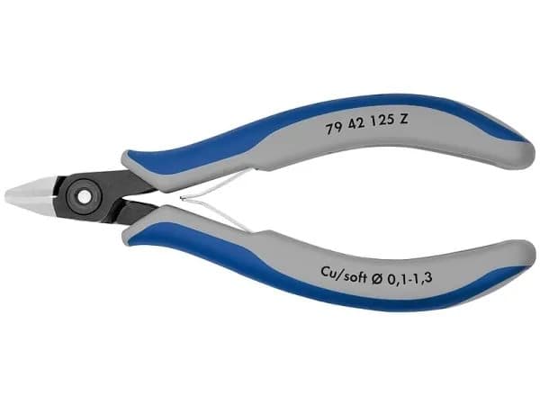 Knipex 79 42 125 Z, sidoskärande tång, 1,1 cm, 1,1 cm, 6,5 mm, Kromvanadiumstål, Blå/grå