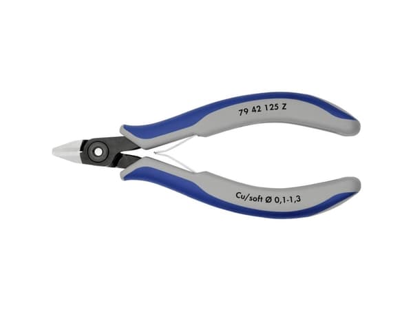 Knipex 79 42 125 Z, sidoskärande tång, 1,1 cm, 1,1 cm, 6,5 mm, Kromvanadiumstål, Blå/grå