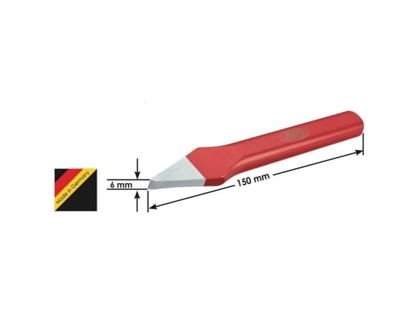 Vigor V1222, Kall mejsel, Flat mejsel, Stål, Plast, 150 mm, 6 mm