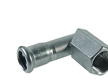 VSH bøjning 90° muffe/muffe 18 mm X 1/2 syrefast