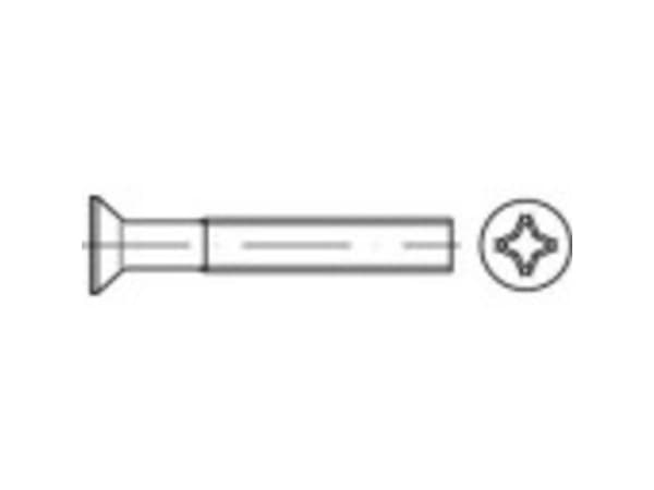 TOOLCRAFT 1066210 Sänksänkta skruvar M5 40 mm Kryssade Philips DIN 965 Rostfritt stål A4 200 st