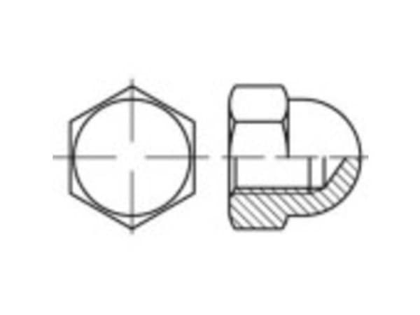 TOOLCRAFT 1066924 Sekskant-møtrikker M27 DIN 1587 Rustfrit stål A4 1 stk