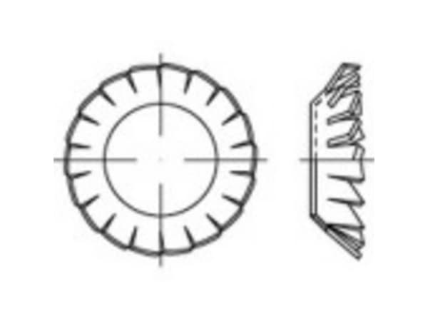 TOOLCRAFT 1067187 Stjernefjederskiver Indvendig halkaisija: 13 mm DIN 6798 Rustfrit stål 100 stk Rustfrit stål 100 stk