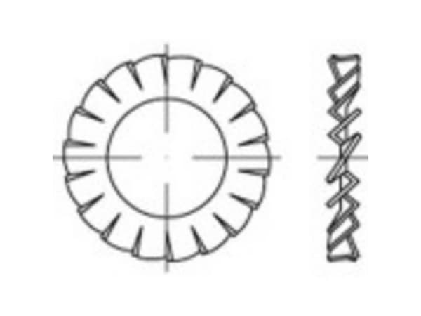 TOOLCRAFT 1067188 Stjernefjederskive Indvendig diameter: 3.2 mm DIN 6798 Rustfrit stål A4 2000 stk