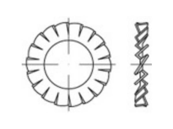 TOOLCRAFT 1067188 Stjernefjederskive Indvendig diameter: 3.2 mm DIN 6798 Rustfrit stål A4 2000 stk