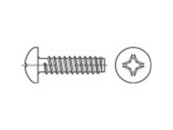 TOOLCRAFT 1068134 Linssin Phillips-ruuvit 2,9 mm 6,5 mm Phillips-bitti DIN 7981 Ruostumaton teräs A2 1000 kpl