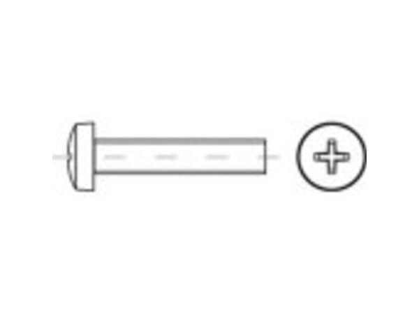 TOOLCRAFT 1068580 Linseskruer M10 16 mm Krydskærv Philips DIN 7985 Rustfrit stål A2 100 stk