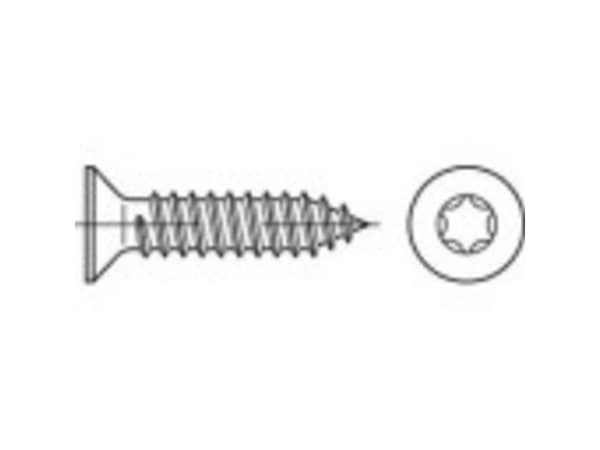 TOOLCRAFT 1069421 Senkkaruuvi 3,5 mm 19 mm T-profiili ISO 14586 Ruostumaton teräs A2 1000 kpl