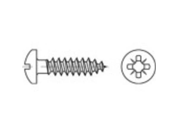 TOOLCRAFT 1069679 Puolipyöreät ruuvit 3,5 mm 35 mm Poikkileikkaus Pozidriv 88096 Ruostumaton teräs A2 1000 kpl