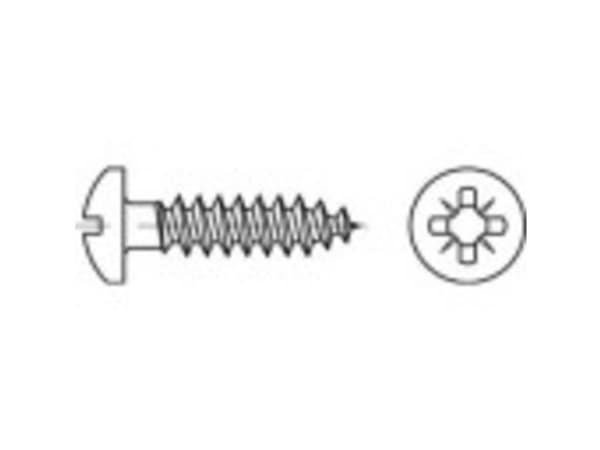 TOOLCRAFT 1069679 Puolipyöreät ruuvit 3,5 mm 35 mm Poikkileikkaus Pozidriv 88096 Ruostumaton teräs A2 1000 kpl