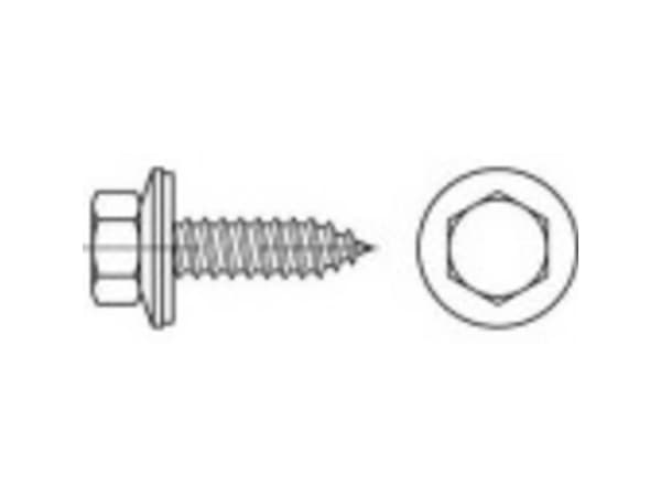 TOOLCRAFT 1070002 Facadeskruer 6,5 mm 200 mm Udvendig sekskant 88176 Rustfrit stål A2 100 stk