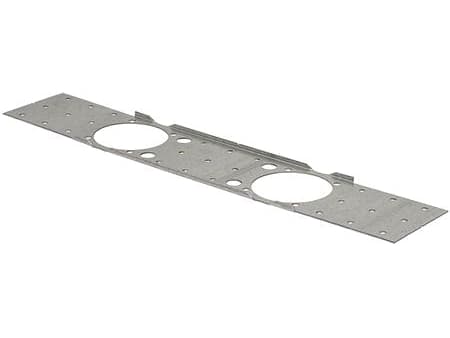 Erittäin leveä metallinen asennuskannake Uponor-liitäntärasioille, joissa on ruuvinreiät (D4 mm), c/c 150 m, korkeus 70 mm, leveys 360 mm,