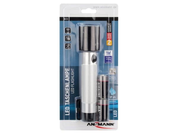 Ansmann 1600-0155, Hånd lommelygte, Aluminium, Sort, Aluminium, IPX4, LED, 1 Lampe( r)