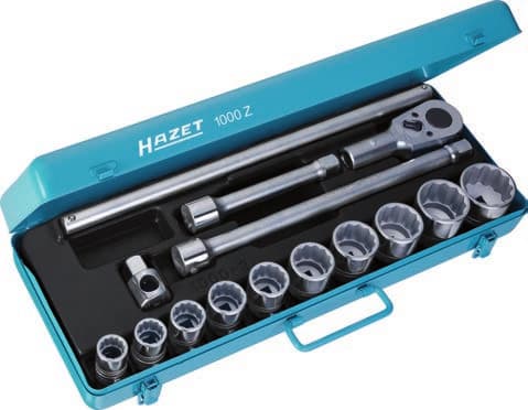 HAZET 1000Z, Pipenøkkelsett, 15 stykker, Kromfarget, 12,7 kg