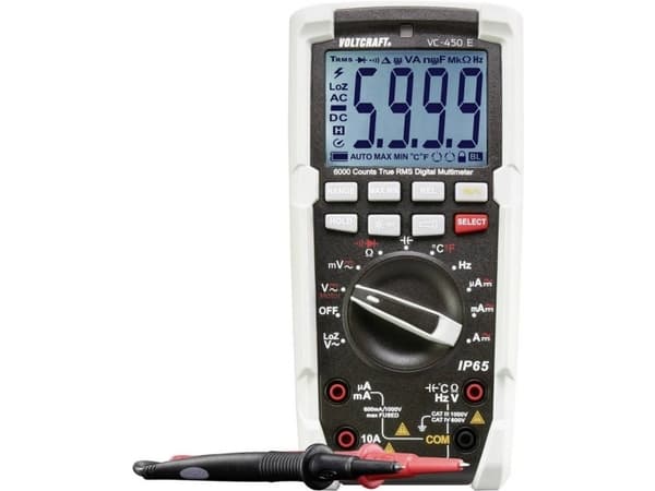 VOLTCRAFT VC-450 E Hånd-multimetri digitaalinen Stænkvandsbeskyttet (IP65) CAT III 1000 V, CAT IV 600 V Visning (counts): 6000