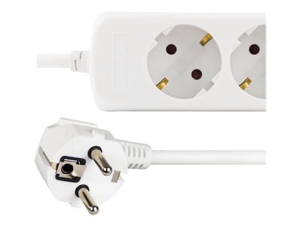 DELTACO GT-160 - Effektband - 3.68 kW - ingång: power CEE 7/7 - utgångskontakter: 3 (CEE 7/4, 2 x USB) - 1.5 m sladd - vit