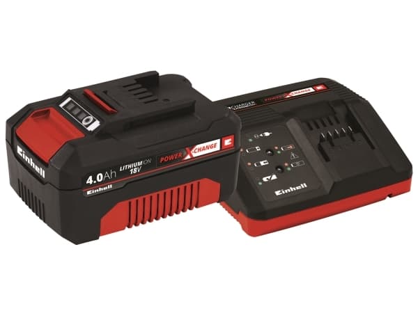Einhell 4512042, Litiumioni (Li-Ion), 18 V 4,00Ah, Musta, Punainen, 200-260 V, 50/60 Hz, Litiumioni (Li-Ion)