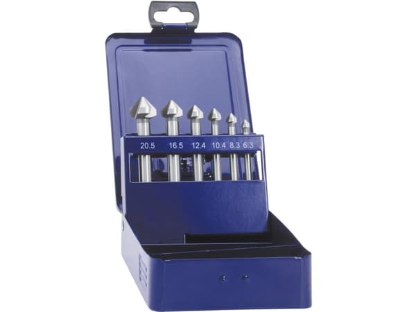 Eventus by Exact 05540 Keglesænker-sæt 6 dele 6.3 mm, 8.3 mm, 10.4 mm, 12.4 mm, 16.5 mm, 20.5 mm HSS Cylinderskaft 1 Set