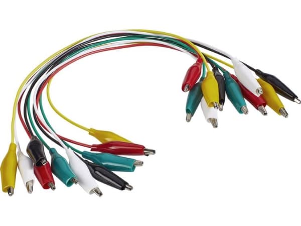 VOLTCRAFT KS-280/0.1 Prøveledning sæt Krokodillenæb Krokodillenæb 0.28 m Sort, Rød, Gul, Grøn, Hvid 1 Set