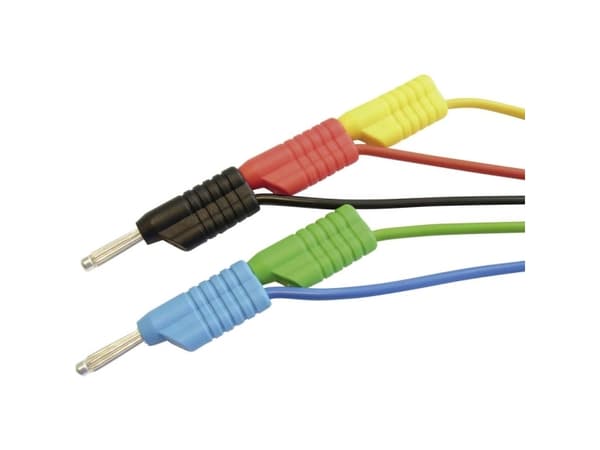 VOLTCRAFT MS 4100S Testledningssats [Lamellanslutning 4 mm - Lamellanslutning 4 mm] 1,00 m Röd, svart, blå, grön, gul 1 st