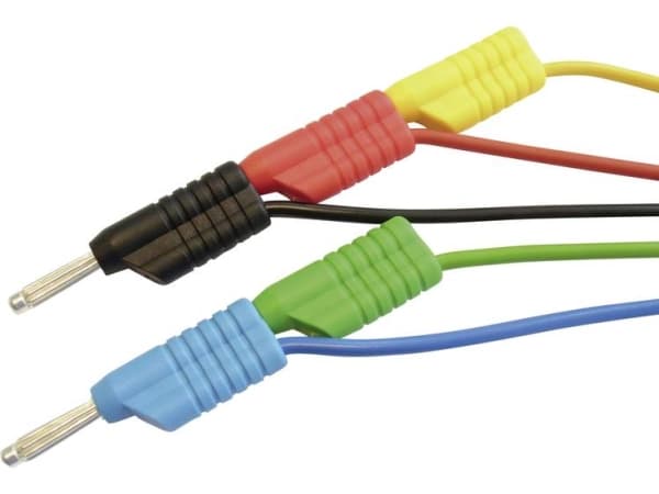 VOLTCRAFT MS 4100S Testledningssats [Lamellanslutning 4 mm - Lamellanslutning 4 mm] 1,00 m Röd, svart, blå, grön, gul 1 st