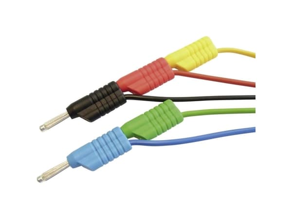 VOLTCRAFT MS 4100S Testledningssats [Lamellanslutning 4 mm - Lamellanslutning 4 mm] 1,00 m Röd, svart, blå, grön, gul 1 st