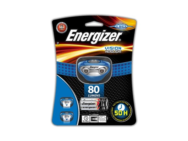 Energizer Vision, Taskulamppu otsanauhalla, Musta, Sininen, Läpinäkyvä, 1 m, CE, LED, 2 lamppua