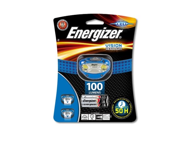 Energizer Vision, Taskulamppu otsanauhalla, Musta, Sininen, Läpinäkyvä, 1 m, CE, LED, 2 lamppua