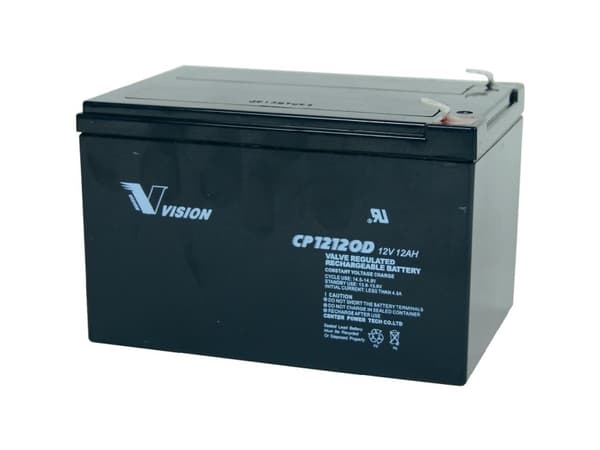 Vision Akkus CP12120D Blybatteri 12 V 12 Ah Blyfleece (B x H x T) 151 x 101 x 98 mm Fladstik 6,35 mm Vedligeholdelsesfri, Cyklusstabilt