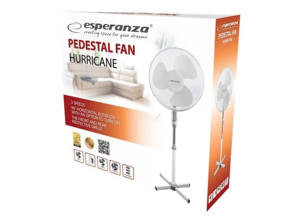 Esperanza EHF001WW, Kotitaloustuuletin lavoilla, Valkoinen, Lattia, 40 cm, Painikkeet, II