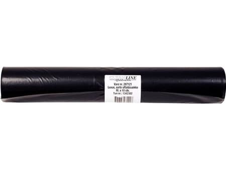 Affaldssække plastik sort 700x1100mm Luksus 10stk/rul - (10 stk.)