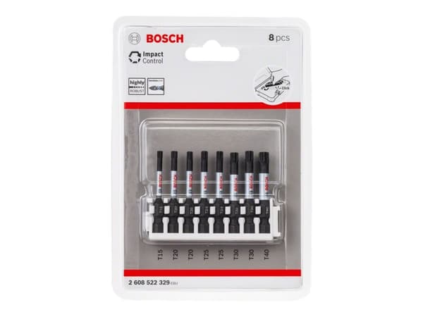 Bosch Impact Control - Skruvmejselbitsats - 8 delar - torx - T15, T20, T25, T30, T40 - hexagonalt - längd: 50 mm