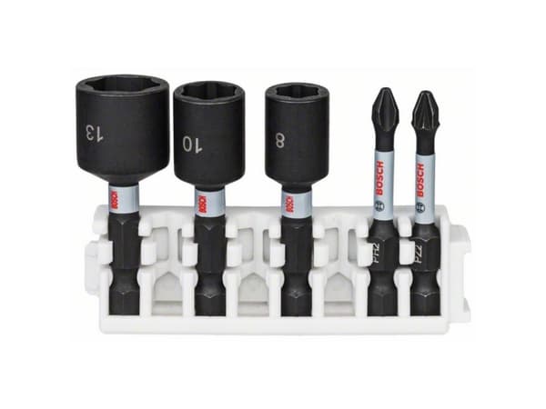 Bosch Impact Control - Screwdriver and impact socket bit set - 5 delar - phillips, pozidriv - PH2, PZ2 - sex-stiftigt - 8 mm, 10 mm, 13 mm - hexagona