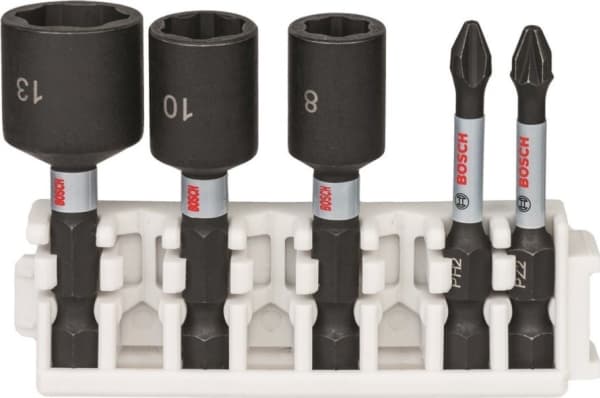 Bosch Impact Control - Screwdriver and impact socket bit set - 5 delar - phillips, pozidriv - PH2, PZ2 - sex-stiftigt - 8 mm, 10 mm, 13 mm - hexagona