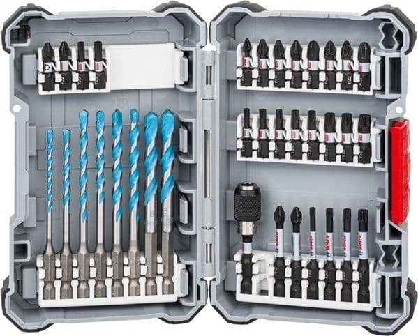 Bosch - Spissett for skrutrekker og bor - for multiformål - bor - 35 deler - 6.35 mm - torx, phillips, pozidriv, hex - lengde: 50 mm, 25 mm, 60 mm