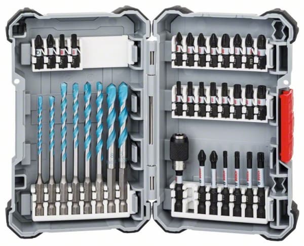 Bosch - Spissett for skrutrekker og bor - for multiformål - bor - 35 deler - 6.35 mm - torx, phillips, pozidriv, hex - lengde: 50 mm, 25 mm, 60 mm