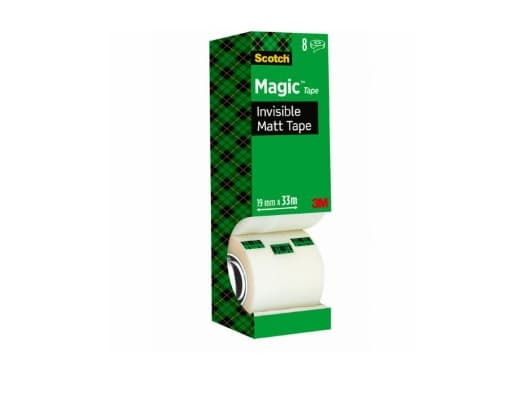 Tape, Scotch, Magic usynlig tape, 8 ruller, 19 mm x 33 m