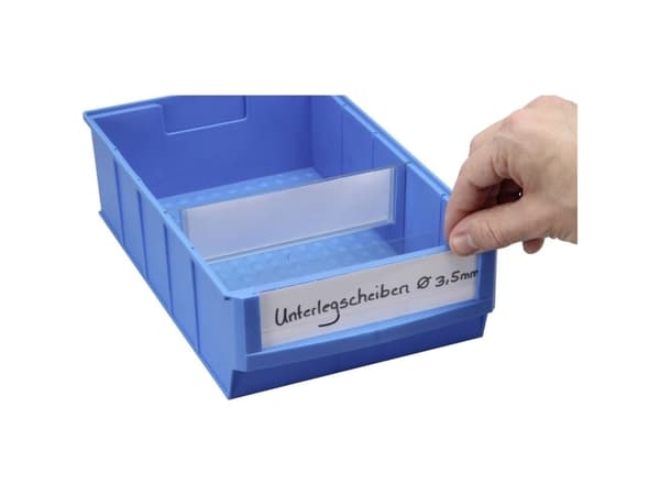 Allit 456597 Påskriftsetiketter til lagerkasser ProfiPlus ShelfBox Label B Hvid, Transparent 20 stk