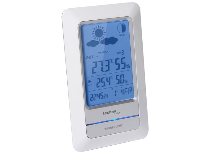 Technoline WS 6740, Vit, Inomhushygrometer, Inomhustermometer, Utomhushygrometer, Utomhustermometer, Termometer, °C, Batteri, AAA