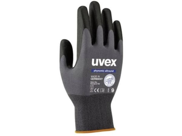 Uvex 6004910, Arbetshandskar, Svart, Grå, Alla, Vuxen, Unisex, Elastan, Polyamid