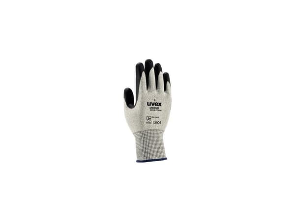 Uvex 6093809, verkstedhansker, svart, hvit, voksen, unisex, glassfiber, polyamid, polyetylen