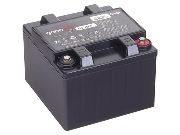 EnerSys Genesis 12EP26 Blybatteri 12 V 26 Ah Blyfleece (B x H x T) 167 x 126 x 176 mm M6 skruetilslutning Vedligeholdelsesfri, Lav selvafladning