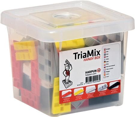 Plastkiler Triamix 70 stk assorteret, fordelt på 5 størrelser, rød, gul, hvid grå og sort
