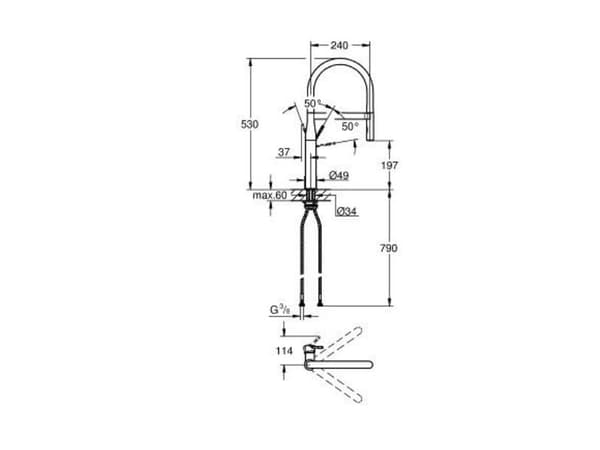 GROHE 30294000, Dra ned, Kromfarget, Metall, Kran-håndtak, Single/enkelt, 360°