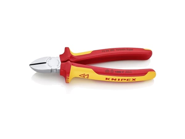 Knipex KP-7006180, Avbitertang, Kromfarget, Kromvanadiumstål, Plast, Oransje, Rød, 56 mm, 180 mm